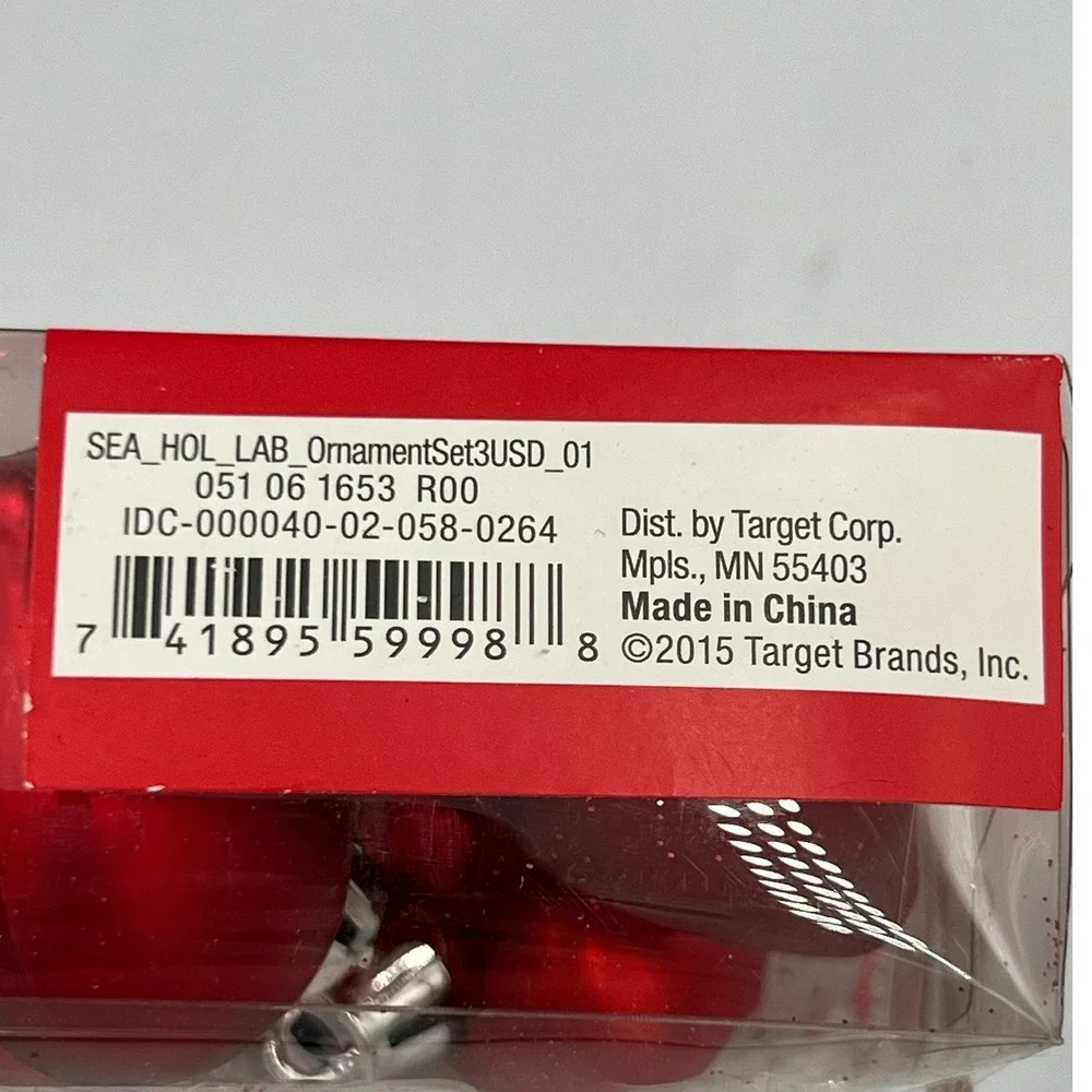 Target Heart Ornament Set Unisex OS Red Brand New 10 Count Glitter Shiny